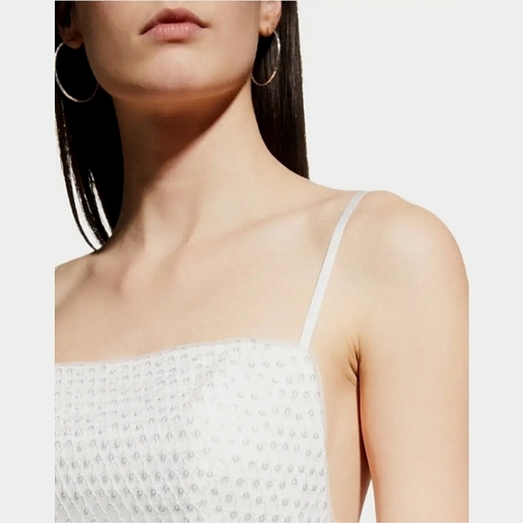 NWT! AIDAN MATTOX white sequin square neck sheath Dress white size 6 Brand new! - Picture 6 of 12